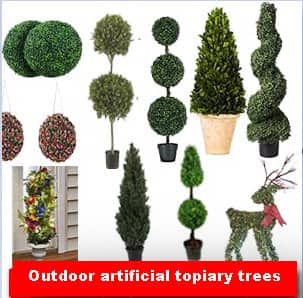 Outdoor artificial topiary trees