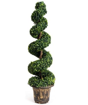 GOPLUS 4 Ft Artificial Boxwood Spiral Topiary Tree